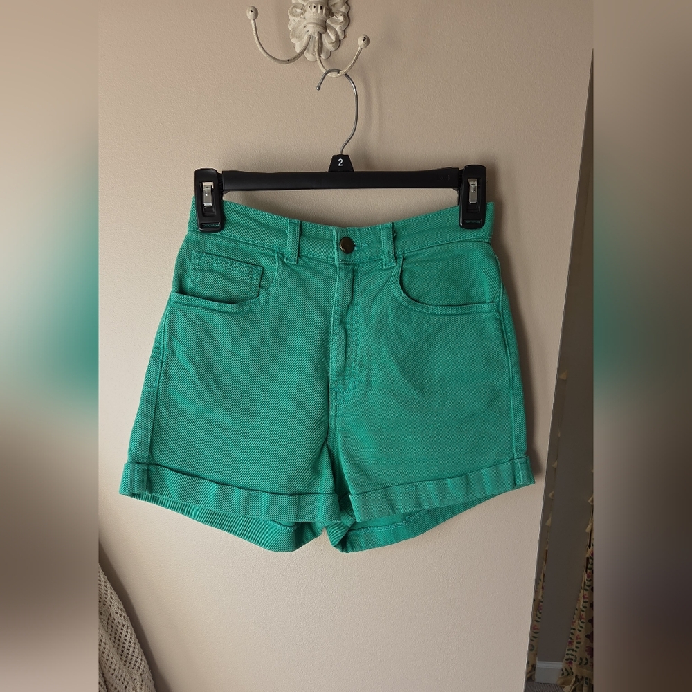 American Apparel High Waist Green Shorts Size 26